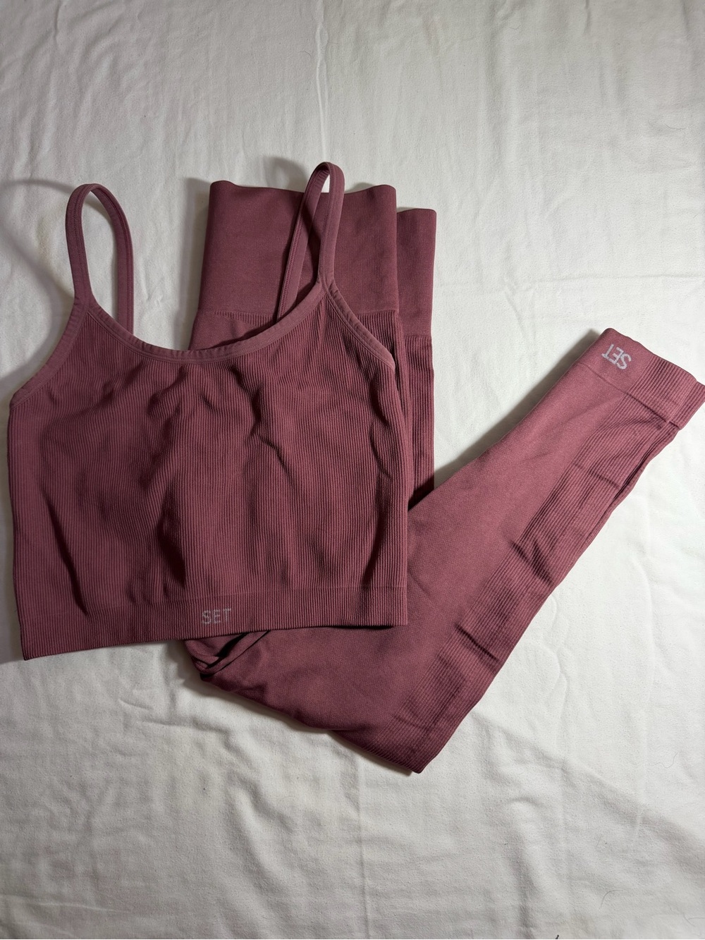 SET Active Seamless Ribbed Crop Tank & High-Waist Leggings in Canyon
